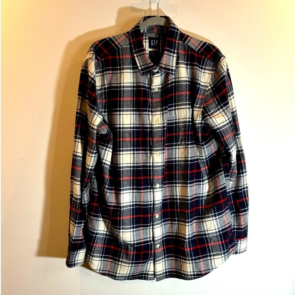 GAP Sz L Plaid 100% Organic Cotton Front Pocket Button Down Shirt  NEW WITH TAG